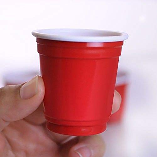 PARTY BARGAINS 2oz Plastic Shot Glasses (120 Pack) Mini Red