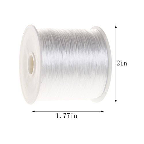 Wode Shop 2 Rolls(60 m/roll) Elastic Stretch Beading Thread, Clear White Polyester Crystal String Craft Jewelry Bracelet Making Cord String with 6 Pieces Beading Needles - Thumbnail 2
