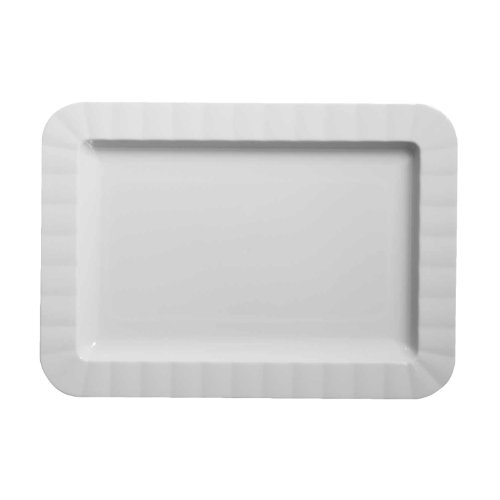 Party Essentials Deluxe Quality Hard Plastic 5 x 7-Inch Rectangular Appetizer Plates, White, 24 Count