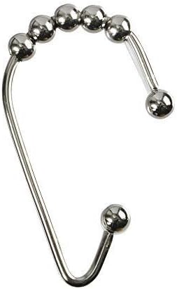 12 SET V-Shaped Glide Hooks for Shower Curtain, Stainless Steel