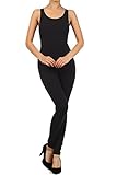 Leggings Depot 100% Cotton Jumpsuit Solid JSS Made In USA (S, Black)