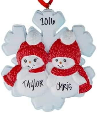 Amazon 雪だるま雪の結晶カップル用オーナメント ユニークなクリスマスツリーオーナメント クラシックな装飾で休暇のパーティーに 家族や子供 赤ちゃん ミリタリースポーツやペットのためのカスタムデコレーション インテリア オンライン通販