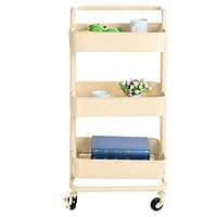 ☀ Dergo ☀3-Tier Metal Cart Rolling Storage Shelves With Handles Blue Storage Utility Cart