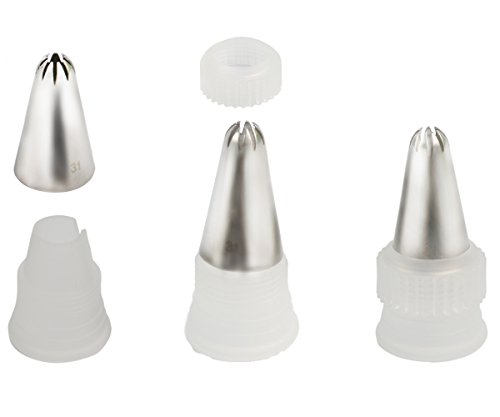 Piping Tips, MCIRCO Cake Decorating Supplies 57-piece Stainless Steel Cookies Cupcake Decorating Kits Frosting Icing Tips Baking Tools with Flower Nail Pastry Bag Icing Coupler and Hinged Storage Box