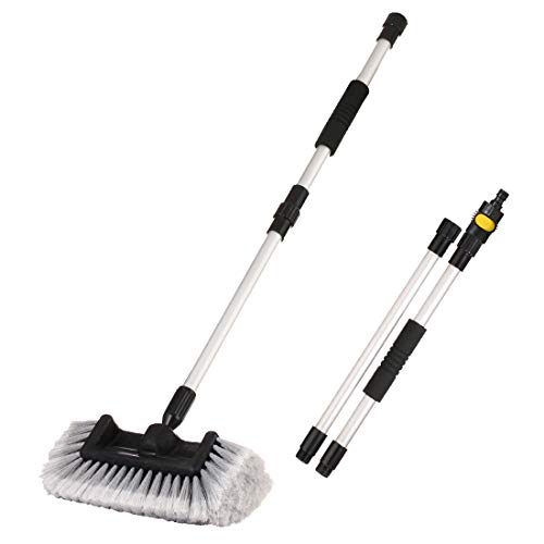 CARCAREZ 11" Gray Flow Thru Dip Car Wash Brush Head with Soft Bristle for Auto RV Truck Boat Camper Exterior Washing Cleaning (Brush with Dismountable Handle) - Thumbnail 5