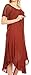 Sakkas 16603 - Egan Long Embroidered Caftan Dress/Cover Up with Embroidered Cap Sleeves - Red - OS
