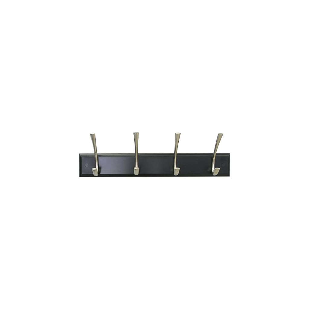 Headbourne 93780 Hook Rail/Coat Rack with 4 Satin Nickel Hooks