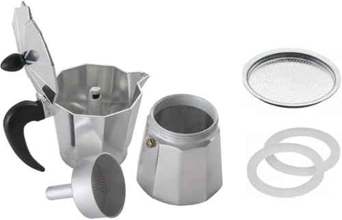Kit Brinox Cafeteira Italiana 9 Xícaras com Acessórios | Filtro e Vedação Extra, Café Espresso, Alumínio Resistente, Pronta Para Uso