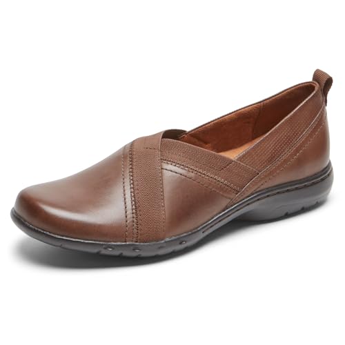 Cobb Hill Women’s Penfield Envelope Flat-Comfortable, Cushioned Slip-On with Enhanced Arch Support Loafer, Bark Leather, 7 Wide