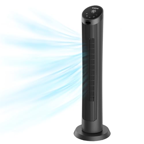 Oraimo 40" Silent Tower Fan with Remote Control 10m, 50W Powerful DC Brushless Motor, 4 Speeds,3 Wind Modes,12H Timer, 90° Oscillation, LED Display, Fan Standing for Bedroom Home Office