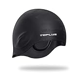 TOP-LUS Swim Cap, Lightweight Swimming Caps with 3D Ergonomic Design Ear Pockets with Great Elasticity, Premium Silicone Solid Swim Hats for Adults Kids Men Women, Free with Nose Clip & Ear Plugs