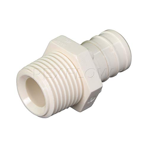 PEXFLOW PPMA3412-5 Plastic Poly Alloy Adapter Pex x MPT Barb Pipe Fitting 3/4 x 1/2 Inch Pack of 5, White - Thumbnail 3