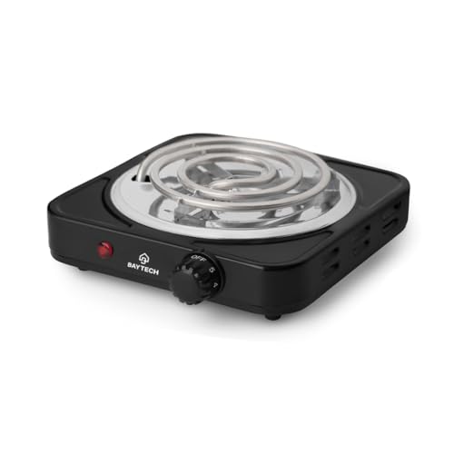 Fogareiro Elétrico Espiral 1 Boca 1000W Portátil BAYTECH (Preto, 220V)