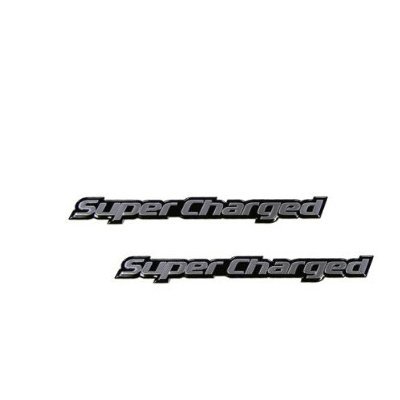 2 x (pair/Set) Supercharge Supercharged Silver Aluminum Emblems for Chevy Corvette Dodge Hot Rod Street Chevy Impala Ss Harley Davidson Camaro Range Rover Ford Mustang Gt