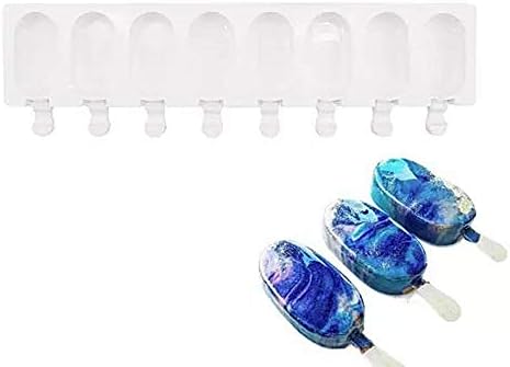 Wewin Silicone Cake decorating Baking Tools 8 Hole Ice Cream Makers Mold DIY Ice Cube Moulds Dessert Tray Popsicle Molds