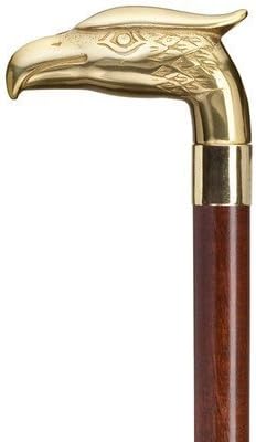 Harvy Unisex Eagle Head Cane Walnut Maple, Solid Brass Handle -Affordable Gift! Item #HAR-9112807