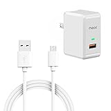 noot products Charger for Moto G4/G4 Plus/G4 Play/G5S/G5s Plus/G5/G5 Plus/E4 Plus/E4-24W 4.8 amp 2-Port USB Charge Adapter for Travel Home Wall with 6FT/feet Micro USB Fast Charging Cable Cord