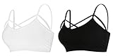 MIXMAX Women Strappy Crop Tank Tops Bustier Cutout Padded Bra Cami(Black&White)Medium
