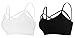 MIXMAX Women Strappy Crop Tank Tops Bustier Cutout Padded Bra Cami(Black&White)Medium
