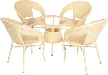 WICKER HUB GC02 Outdoor Set 4 Chair Table Honey