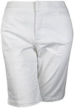 JM Collection Women's No Gap Waistband Bermuda Shorts (10, Bright White)