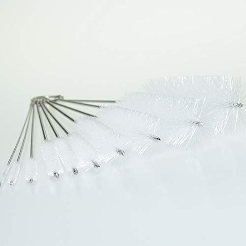 FOONEA Nylon Brush Aquarium Air Pump Accessories Cleaning Brushes Nylon Tube Brushes 10 Pieces for Drinking Straws Glasses Keyboards Jewelry Cleaning 1 Pack 10 in 1 White Brush