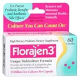 Florajen Florajen 3 High Potency Probiotic Unique Multiculture Formula Capsules, 60 caps (Pack of 2)