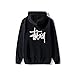 Stussy Mens Printed Stock Long Sleeve Pullover Hoodie (Black, XL)