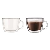 Bodum Bistro Double-Wall Insulated Glass Café Latte Mug, Set of 2
