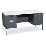 HON P3231G2S 60 by 24 by 29-1/2-Inch Metro Kneespace Credenza, Charcoal Frame/Gray Patterned Top