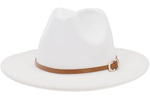 CCAKXCJJ Fedora Hats for Men Women Felt Jazz Hat Wide Brim Panama Hat with Belt Buckle