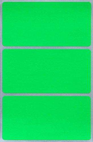 Rectangular Fluorescent Name Badges 10 cm x 5 cm Neon Green Sticker (102 mm x 51 mm) - 45 Pack by Royal Green