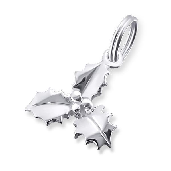 jewellerybox Sterling Silver Christmas Holly Leaf Charm