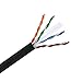 Dripstone 1000ft Cat6 Outdoor Direct Burial Solid Cable 23AWG Waterproof Wire HDPE insulated Polyethylene (PE) for Indoor/Outdoor Easy pull box, Black