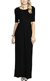 Meaneor Women's 3 4 Sleeve Solid Plus Maxi Long Dress with Elastic Waistband