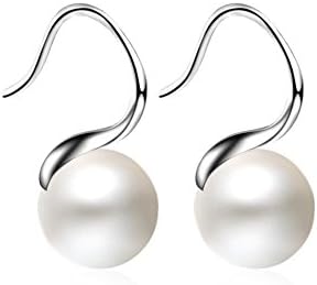 NEOWOO Pearl Earrings 925 Sterling Silver White Freshwater Cultured AAA+ Quality for Women 10mm