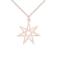 NOUMANDA Elven or Faerie Seven Pointed Star Septagram Pendant Necklace Rose Gold Silver Tone (Rose Gold)