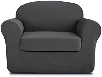 DyFun 2-Piece Knit Spandex Stretch Dining Room Sofa Slipcovers (Chair, Grey)