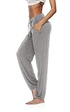 DIBAOLONG Womens Yoga Pants Wide Leg Comfy Drawstring Loose Straight Lounge Running Workout Legging Gray XL