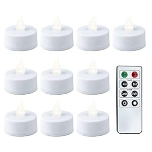 Led-theelichtjes, diameter 3,8 cm, hoogte 3,6 cm, warm wit, timer en afstandsbediening, 10 stuks