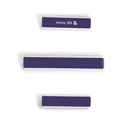 MOSTOP New USB Charging Port Dust Plug Cover + Micro SD Memory Card Slot Cover + SIM Card Port Slot Caps Replacement for Xperia Z1 L39H C6903 (Purple)