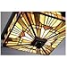 Quoizel Inglenook 2-Light Flush Mount Ceiling Light, Handcrafted Geometric Orange, Yellow, and Brown Tiffany Art Glass in Flush Ceiling Light, Valiant Bronze Finish for Elegant Interior Lighting