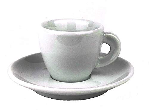 Moka Consorten Extra dickwandige (8,5 mm) italienische Espressotasse »Bari« (max. 50 ml) weiß, handgemacht (6 Tassen & Untert