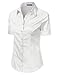 LA BASIC Womens Short Sleeve Button Down Collared Shirts WHITE S