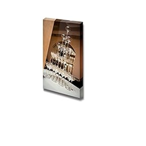 Canvas Prints Wall Art - Champagne Glass Pyramid | Modern Wall Decor/Home Art Stretched Gallery Wraps Giclee Print & Wood Framed. Ready to Hang - 18" x 12"
