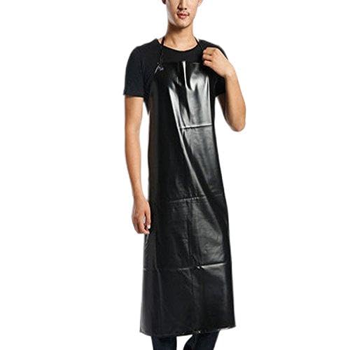 BinaryABC Labor Thickened Lengthening Waterproof Leather Apron/Acid Stain Repellency Chef Kitchen Apron