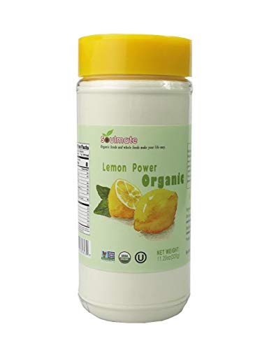 SOULMATE Organic Lemon Powder 100% Meyer Lemon 11.29 Oz Large Shaker No Sugar 0 Additive USDA Kosher Non-GMO Refreshing Herbal Scent 320g