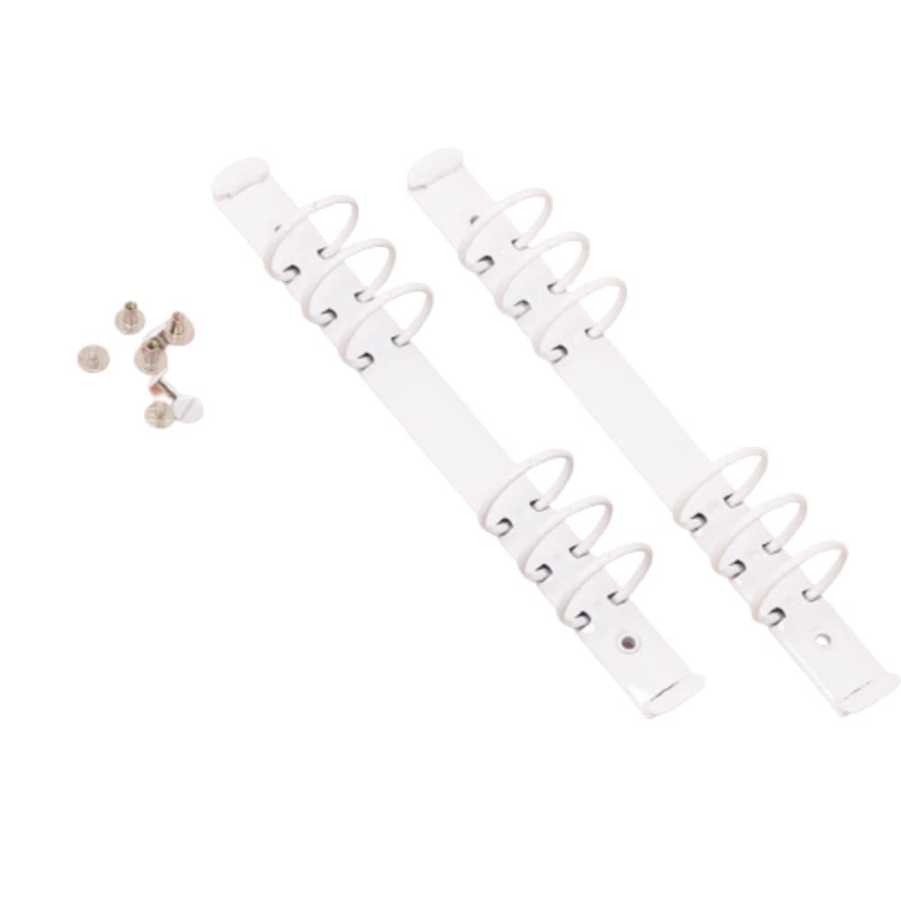Craftelier - Kit of 2 Mechanisms for 6 Ring Binders | Size Approx. 22,7 cm (8.94") - Ring Diameter 3,3 cm (1.30") - Distance Between Rings 1,9 cm (0.75") | Includes 8 Fixing Brads | White Colour