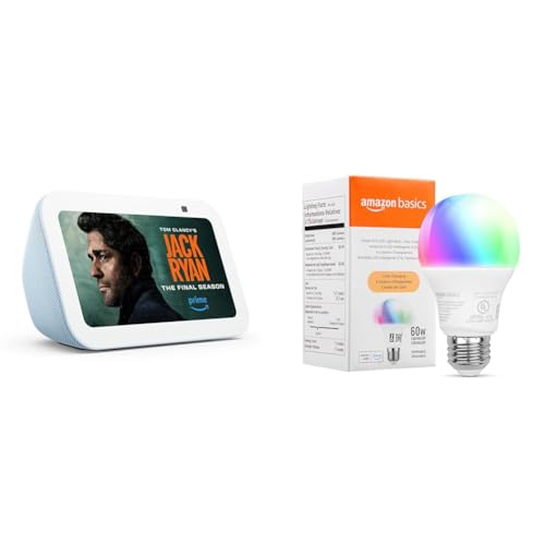 Echo Show 5 (3rd Gen) Cloud Blue with Amazon Basics Smart Color Bulb Pricepulse