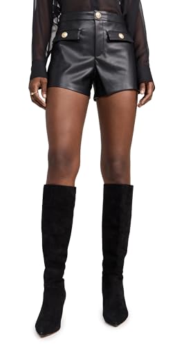 L'AGENCE Women's Dionne Faux Leather Shorts, Black, 12